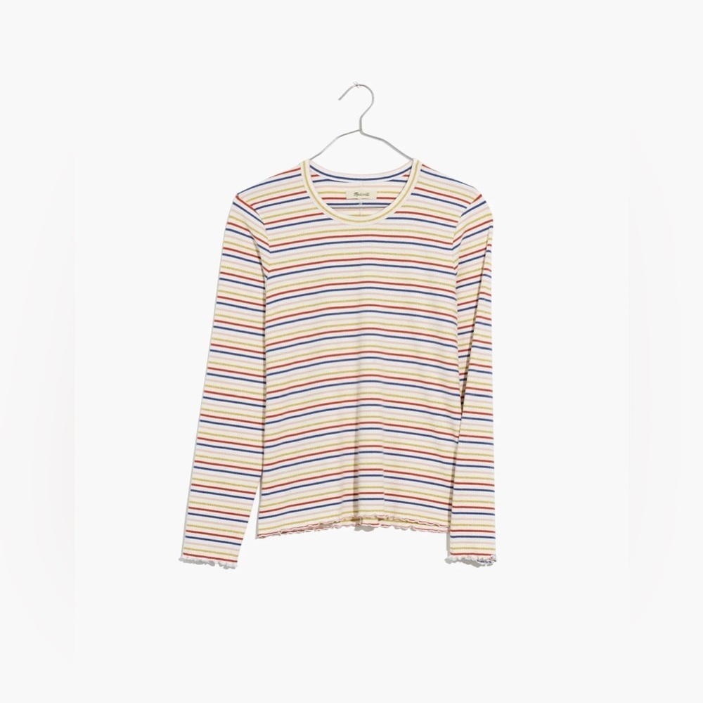 Madewell Long-Sleeve Baby Tee in Shimmer Stripe - Size S - Picture 5 of 6